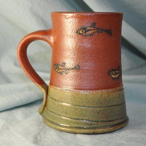 16 oz mug Front Ave Pottery fish stoneware custom discontinued (w1547)